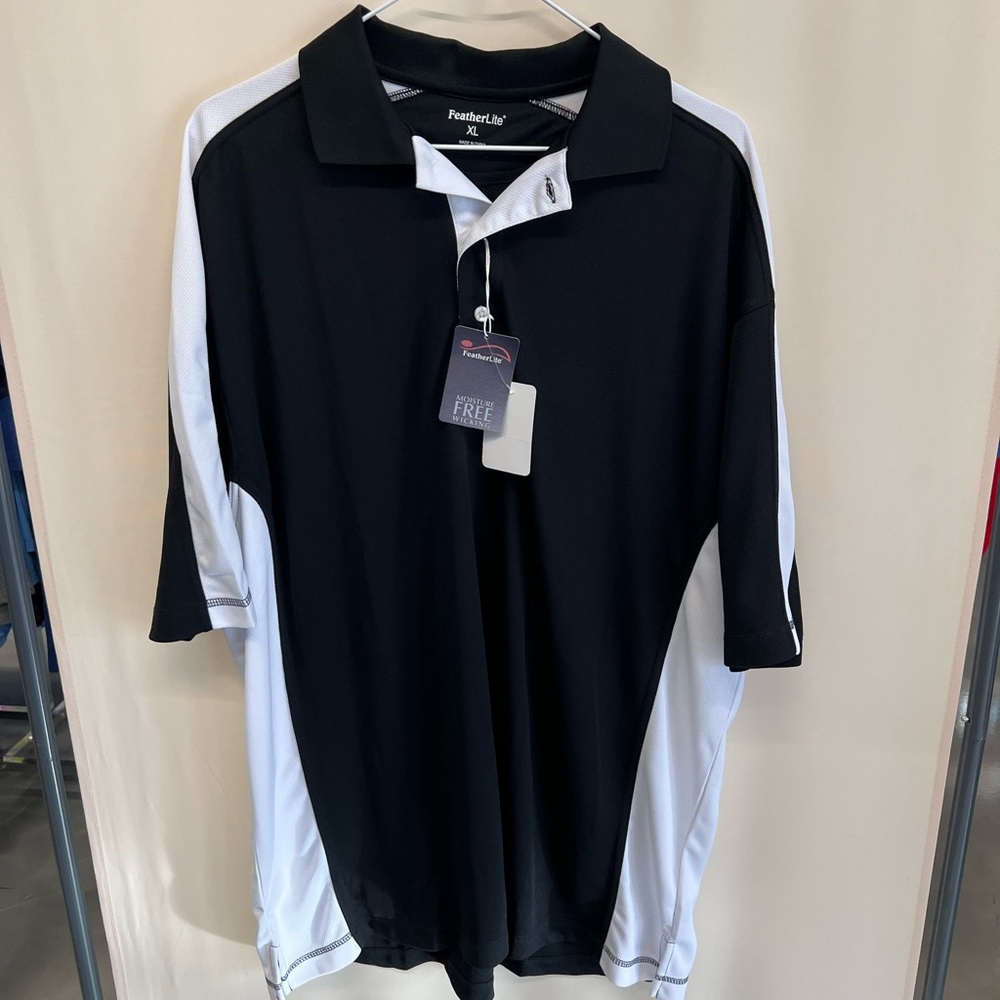 Featherlite Men's Black and White Polo Shirt